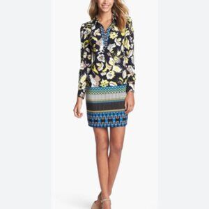 Laundry by Shelli Segal Womens Size 4 Black Floral Dress Above Knee Side Zip